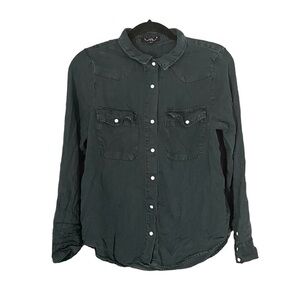 VELVET HEART Snap Button Front Blouse Navy Blue S